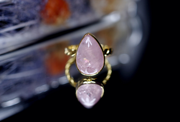 New Arrival☆新作 ☆『Morganite』☆天然石リングsilver925 + k18コーティング 1枚目の画像