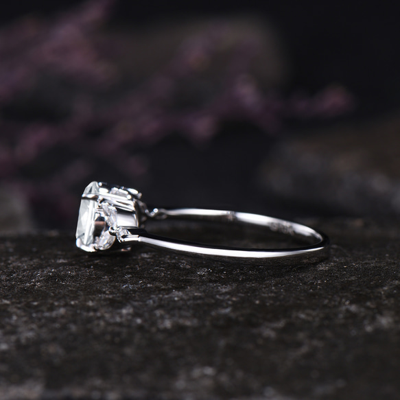 モアッサナイト婚約指輪ユニークな 925 スターリングシルバーモアッサナイトブライダルリング記念日ジュエリーギフト 3枚目の画像