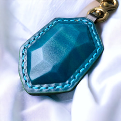 【Polyto】革の宝石キーホルダー(ルガトブルー) バッグチャーム 5枚目の画像