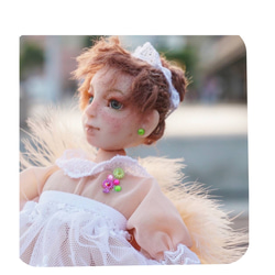 歐風手作蕾絲雪紡紗莫卡辛色羽絨可愛女孩娃娃 第2張的照片