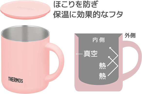 【サーモス 真空断熱マグカップ 350ml パウダーピンク ハート　蓋付き】 誕生日 プレゼント ギフト スワロフスキー 7枚目の画像