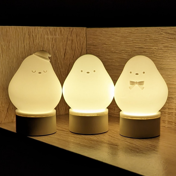 3羽のシマエナガさんランプ【まんまる・おやすみ・おめかしシマエナガ