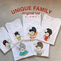 名入れ◎ unique family tee  父の日ギフト　出産祝い　名入れギフト　家族写真　面白Tシャツ　親子コーデ 1枚目の画像