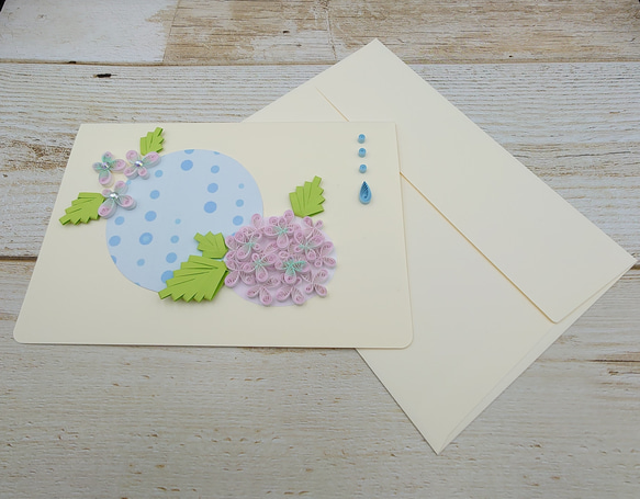 雨降りロマンチック儚げ紫陽花のメッセージカード 5枚目の画像
