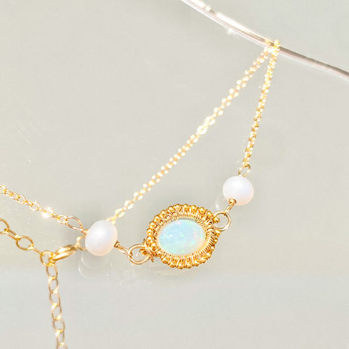 再販】エチオピア産プレシャスオパールブレスレット ゴールド