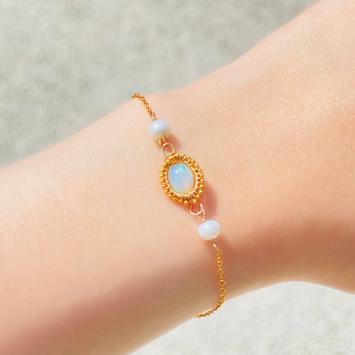 再販】エチオピア産プレシャスオパールブレスレット ゴールド 再販】エチオピア産プレシャスオパールブレスレット ゴールド