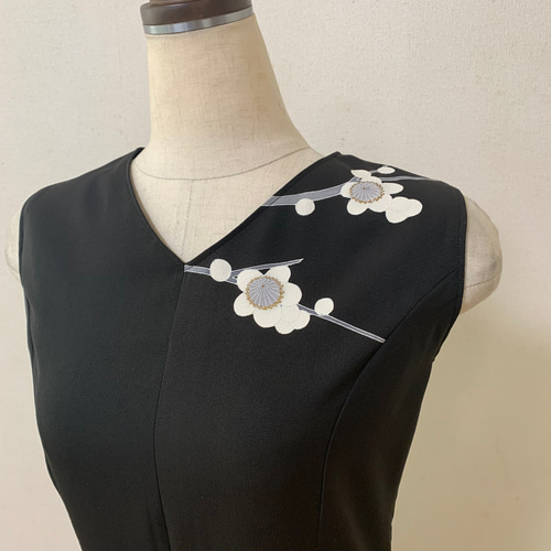 黒留袖 友禅　作家もの　満開のさくら　花柄 ロングドレス　ワンピース　123㎝ 黒留袖 友禅 作家もの 満開のさくら 花柄 ロングドレス ワンピース