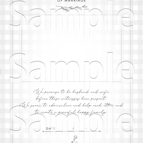 くすみカラー 結婚証明書【ギンガムチェック】 モノトーン 韓国