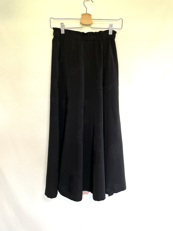 ウエストフリーのセミフレアスカート　着物リメイク　いろいろパッチワークの楽しいスカート　送料無料 8枚目の画像