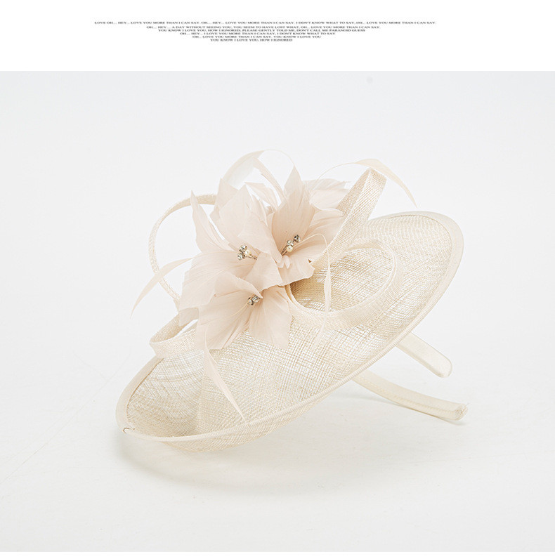 英国網麻糸羽毛ヘッドドレスブライダルヘッドドレスヴィンテージレディ髪飾り宴会ヘッドドレスリネンキャップ