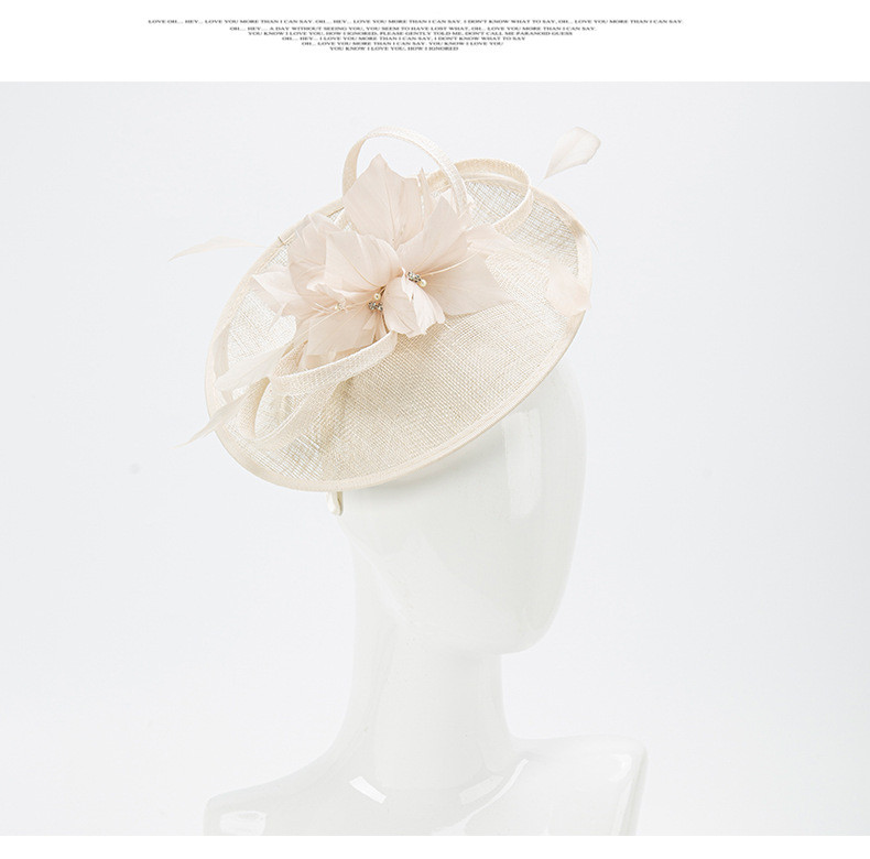 英国網麻糸羽毛ヘッドドレスブライダルヘッドドレスヴィンテージレディ髪飾り宴会ヘッドドレスリネンキャップ