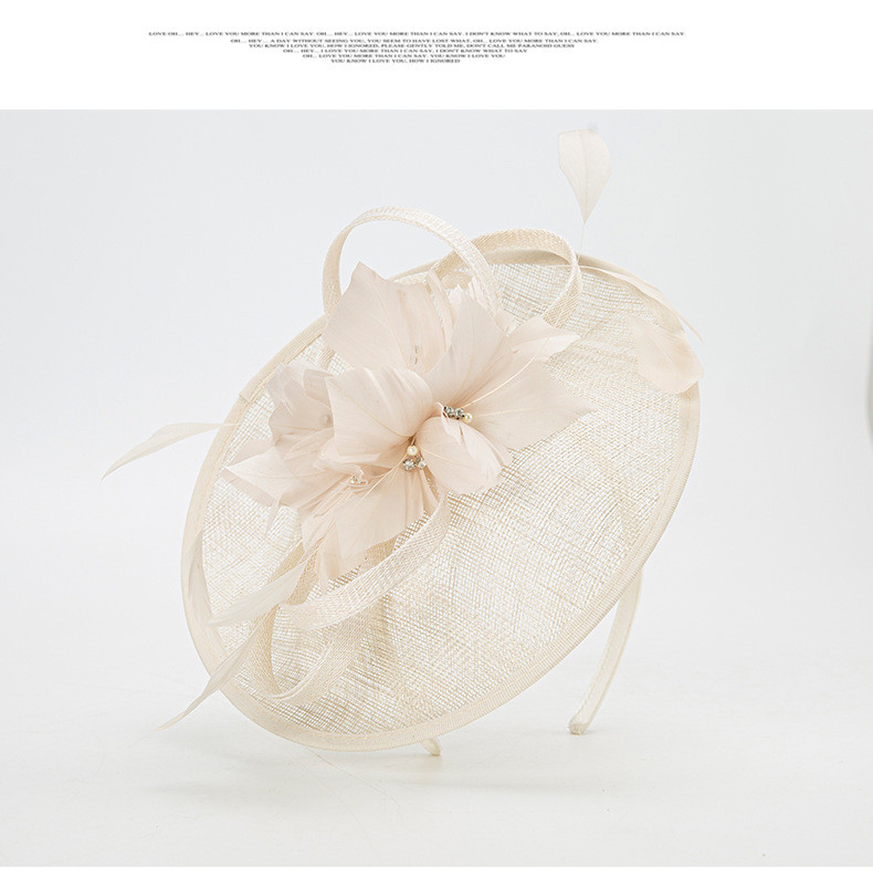 英国網麻糸羽毛ヘッドドレスブライダルヘッドドレスヴィンテージレディ髪飾り宴会ヘッドドレスリネンキャップ