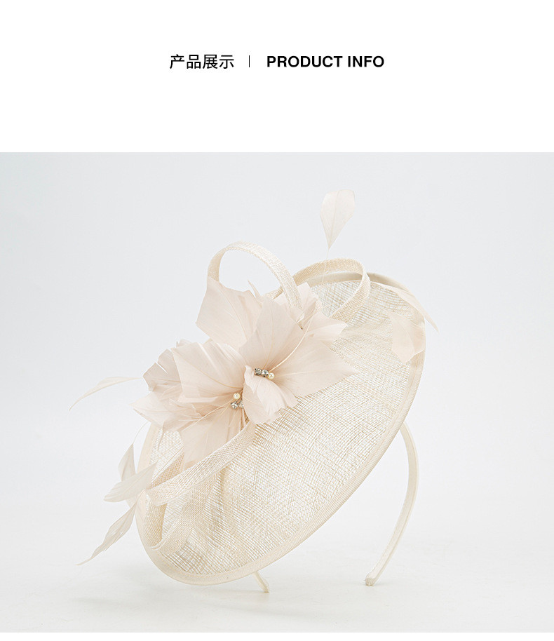 英国網麻糸羽毛ヘッドドレスブライダルヘッドドレスヴィンテージレディ髪飾り宴会ヘッドドレスリネンキャップ