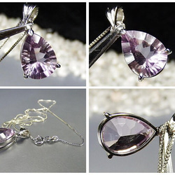 天然石宝石レベルライト紫アメジストダイヤモンドカット シルバー925 ネックレス 3枚目の画像