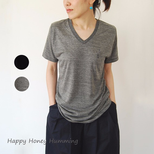 フェラーリ レディース クラシック Vネック Tee ブラック VネックTシャツ レディース うさぎtシャツ ブラック 黒 Tシャツ