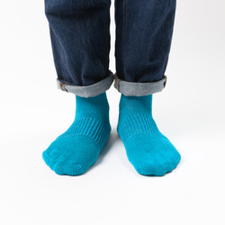 “呼吸和紙襪”（秘密 5 趾襪）中長孔雀藍 第1張的照片