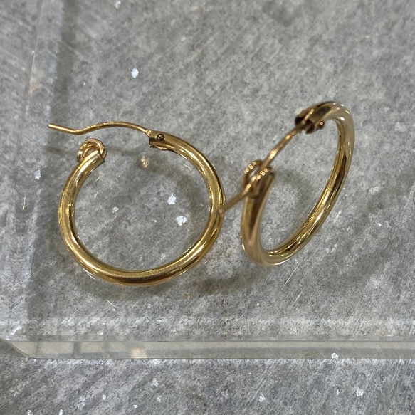 14k gold filled】P114-3 フープピアス 2X18mm 14KGF ピアス（フープ 