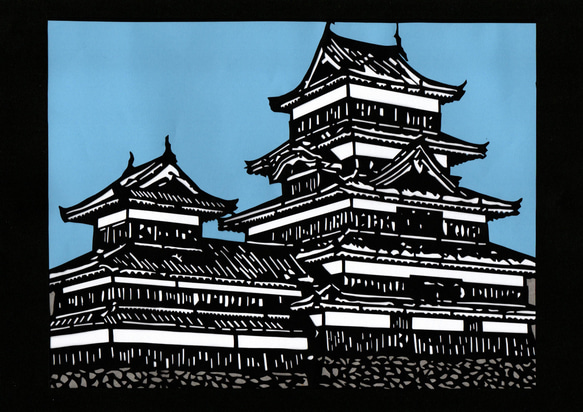 切り絵（松本城） 切り絵 Haru 通販 15886504｜Creema(クリーマ)