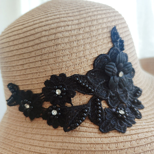 麦わら帽子 ナチュラル 帽子 UV対策 紫外線対策 日焼け対策レース