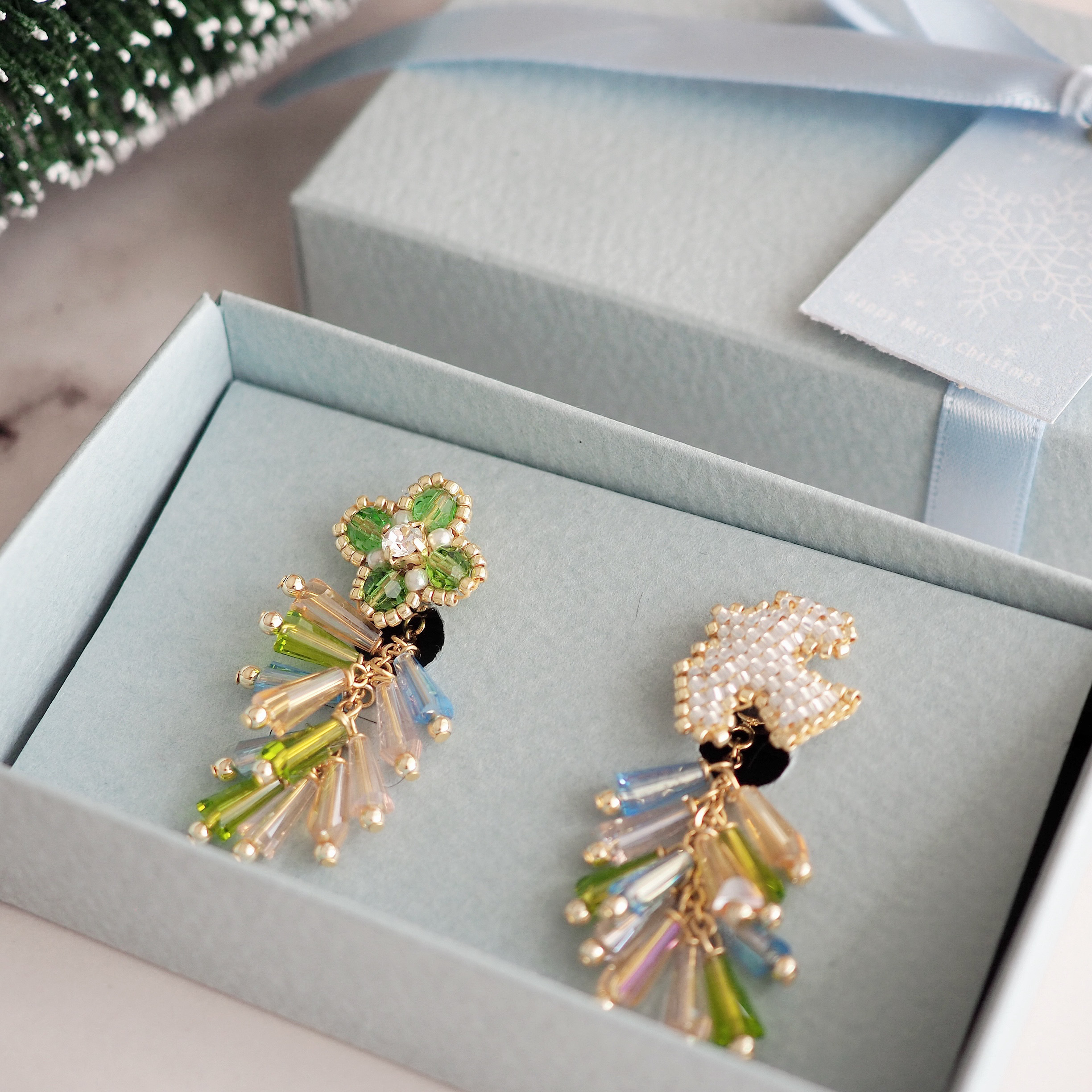 beads jewelry『鳥と花』2wayピアス（ペリドット）※なくなり次第終了