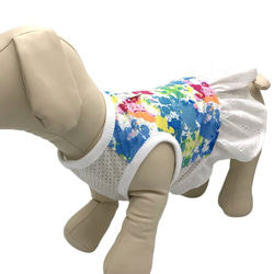 接触冷感 メッシュ クール 犬服 夏 ペイント タンクトップ スカート イタグレ コーギー フレブル ダックス 中型犬 3枚目の画像
