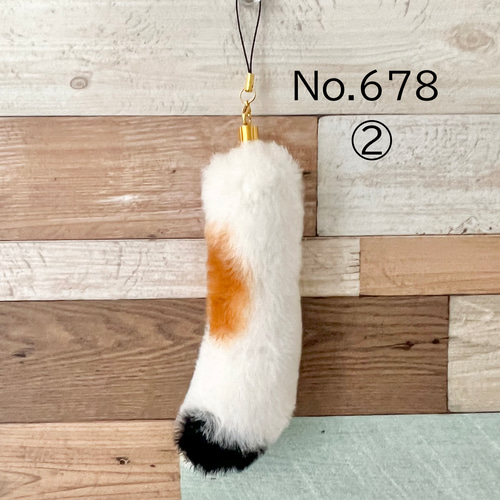 ②三毛猫 しっぽストラップ しっぽキーホルダー 猫 アニマルボア