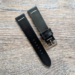 アメリカンレザー　ホーウィン社 クロムエクセル レザー ブラック 本革 時計ベルト カスタムサイズ対応 1枚目の画像
