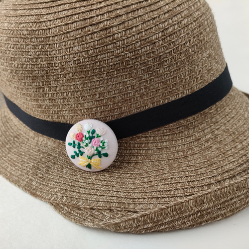 レトロなバラの花束刺繍ブローチor刺繍ヘアゴム 母の日 ブローチ