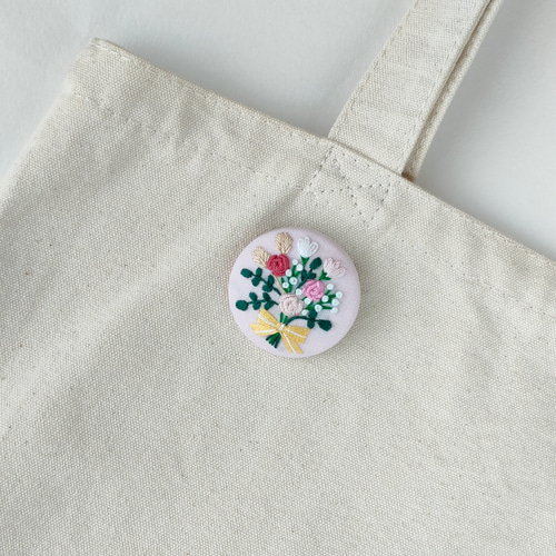 レトロ風花柄刺繍ブローチ(ヘアゴム可) ブローチ gleen-t 通販
