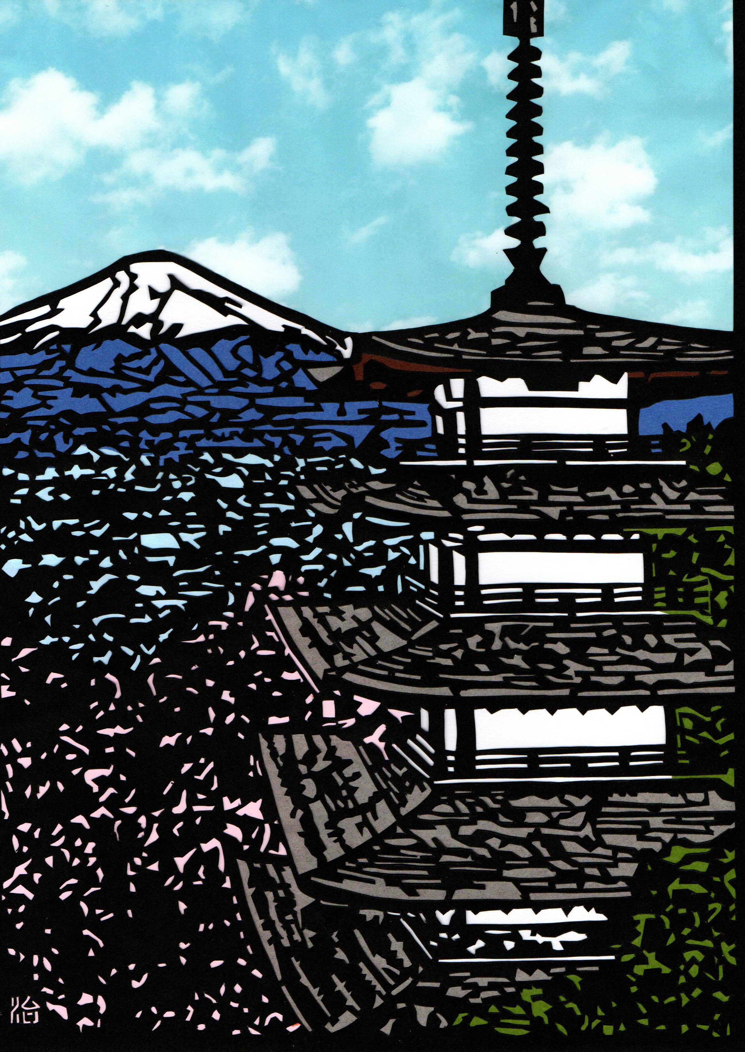 五重塔 切り絵 アート アートカードNo.119 切り絵 五重塔 - 山口青旭堂オンラインショッ