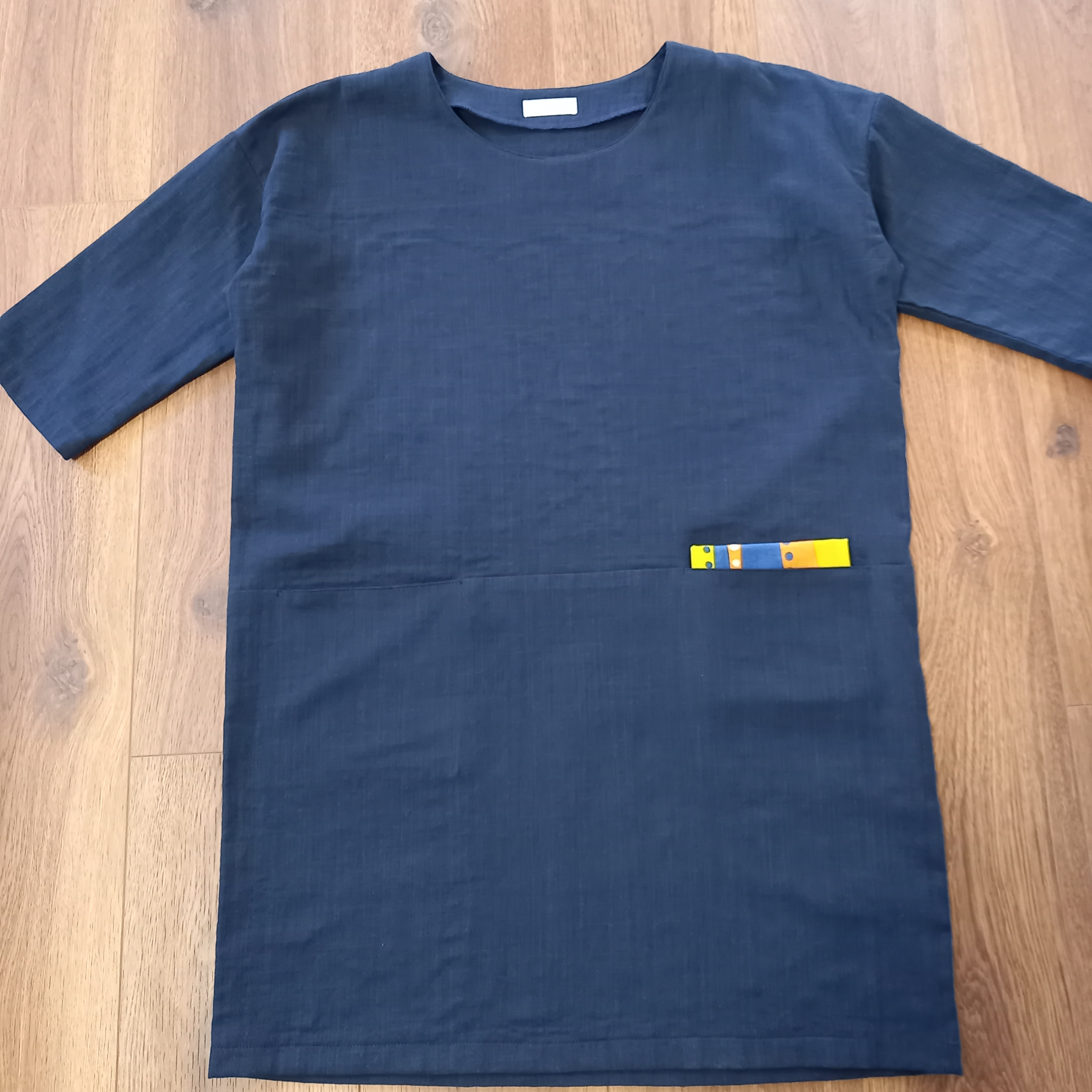 ローウエスト切り替えチュニック(ダブルガーゼ)(ダークネイビー)