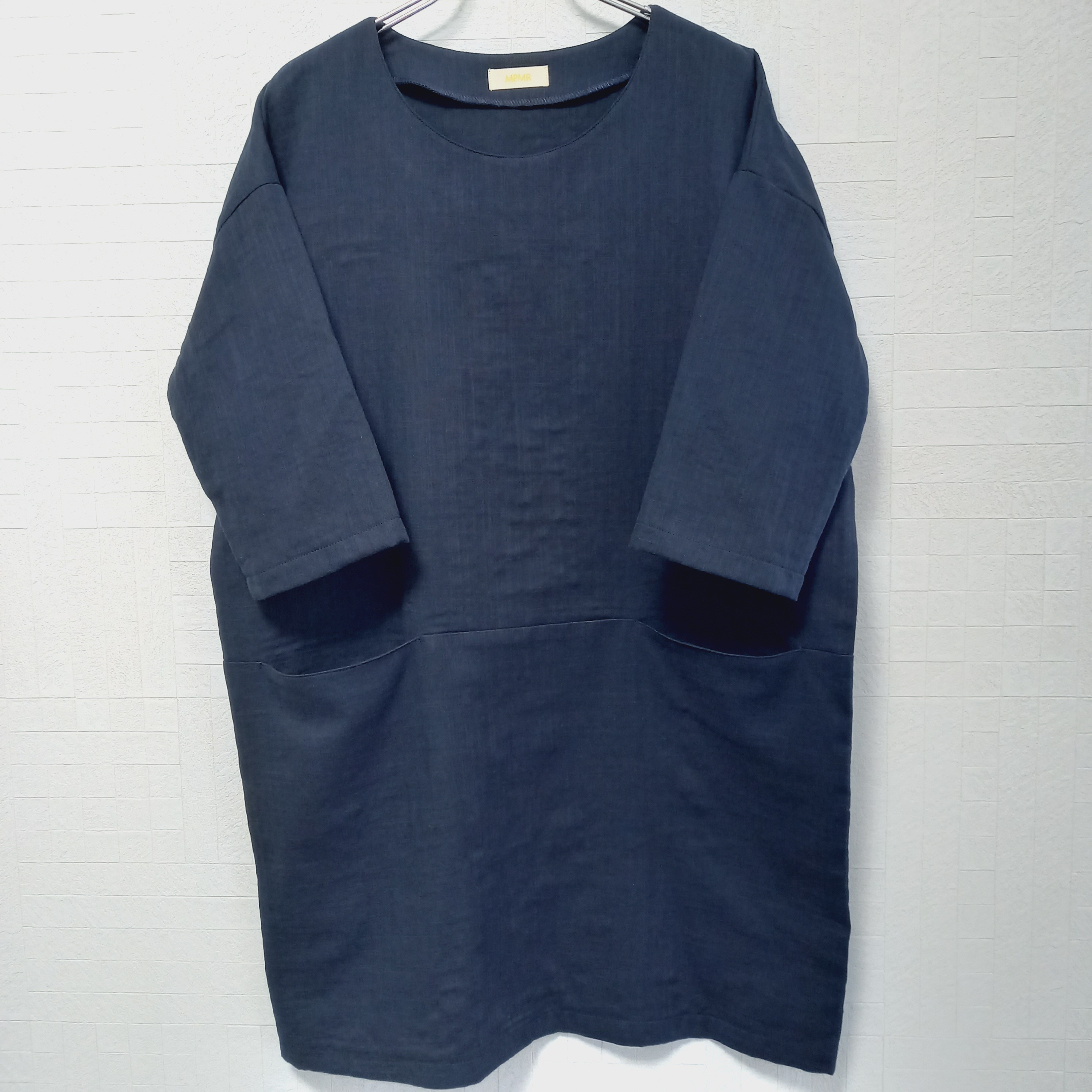 ローウエスト切り替えチュニック(ダブルガーゼ)(ダークネイビー)