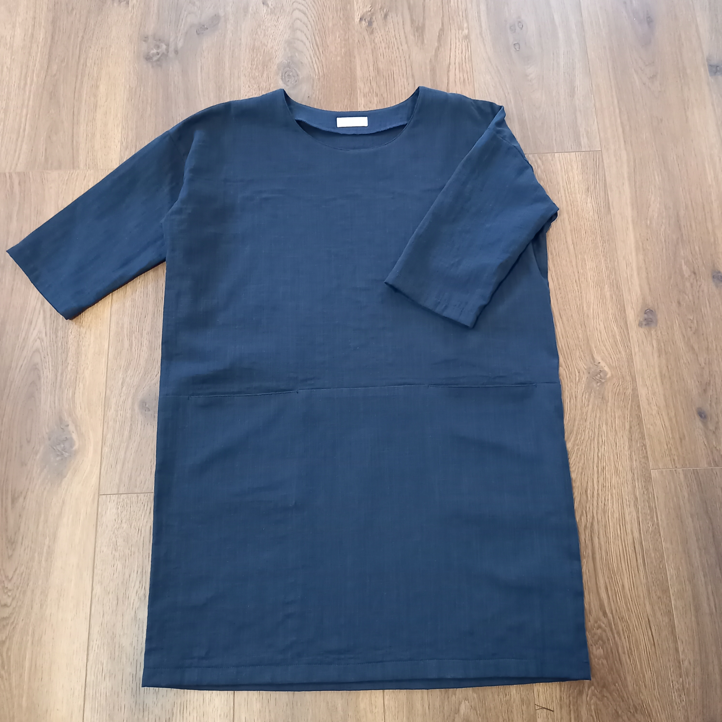 ローウエスト切り替えチュニック(ダブルガーゼ)(ダークネイビー)