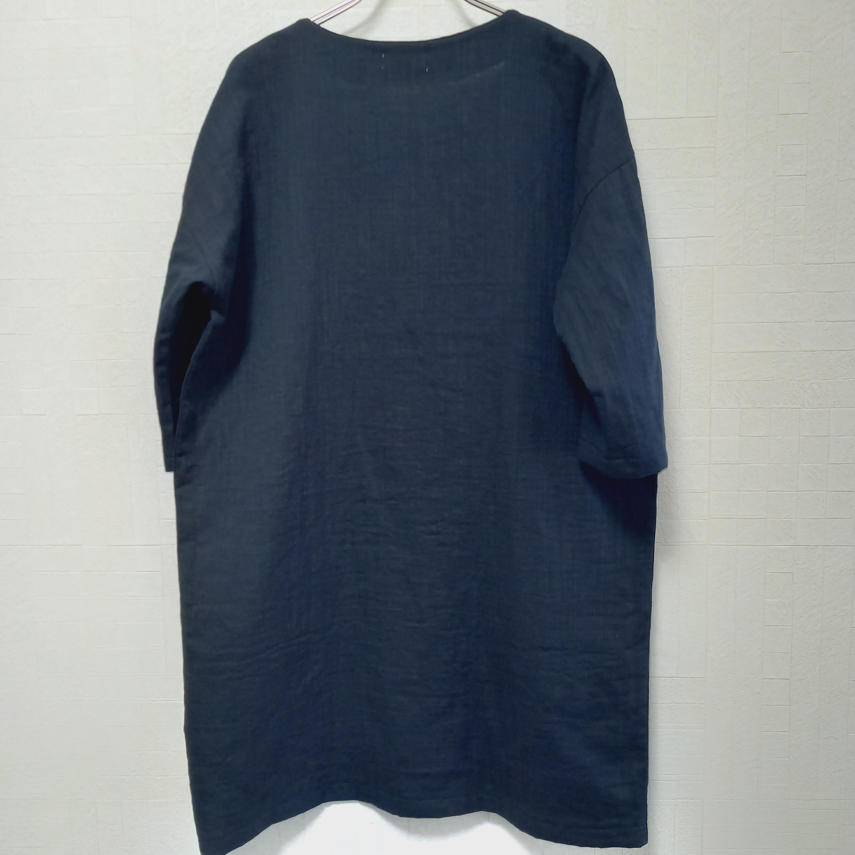 ローウエスト切り替えチュニック(ダブルガーゼ)(ダークネイビー)