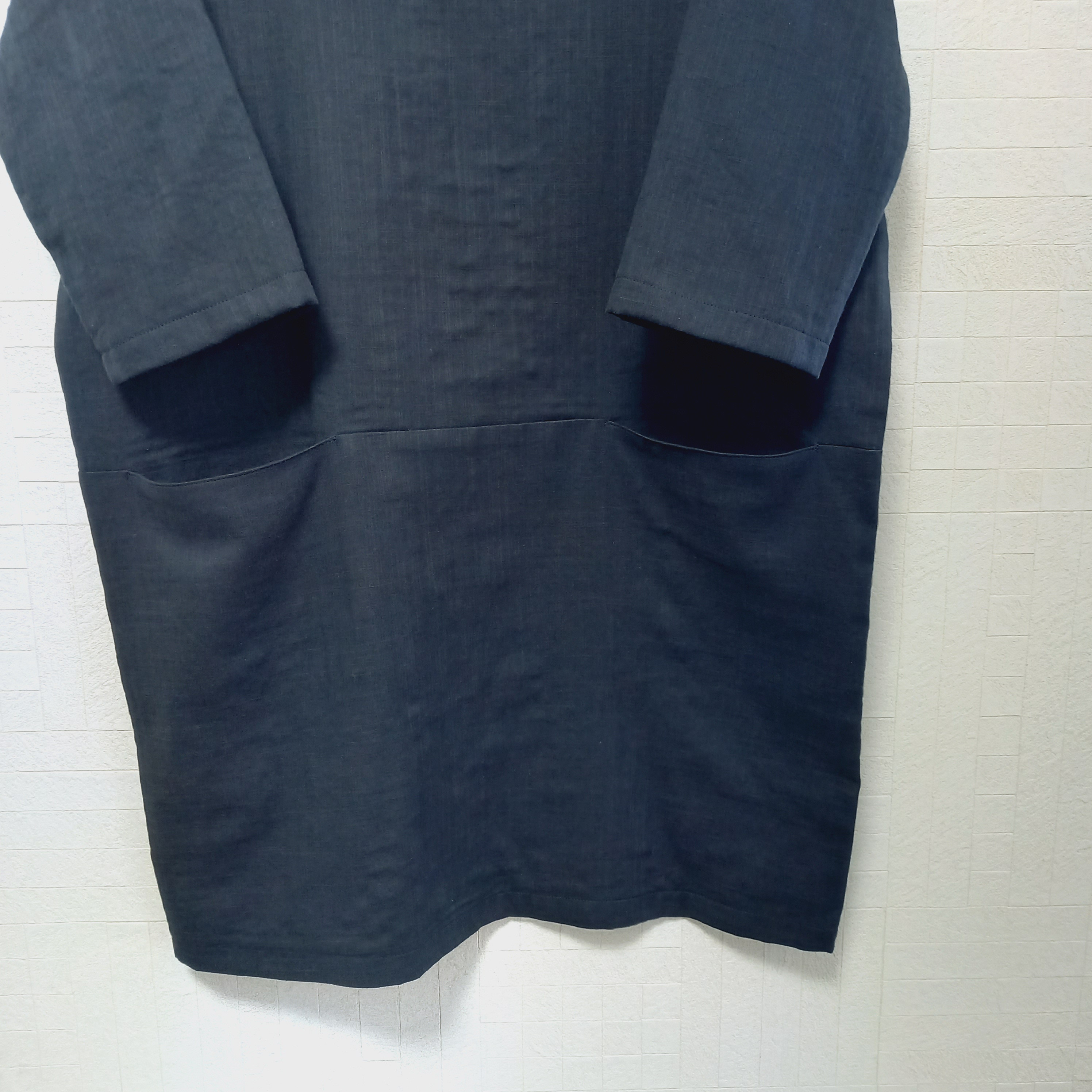 ローウエスト切り替えチュニック(ダブルガーゼ)(ダークネイビー)