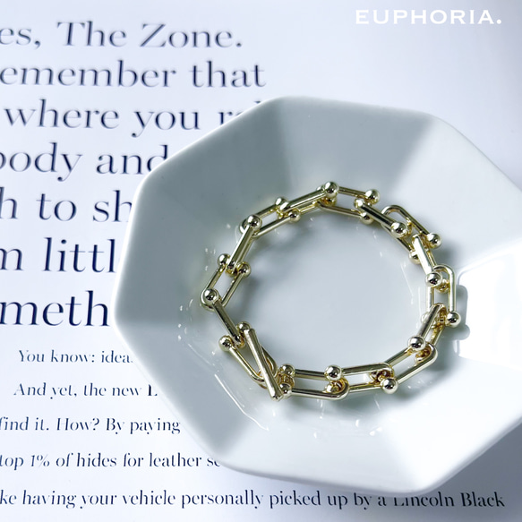 チャンキーボール U字チェーン ブレスレット ゴールド シンプル