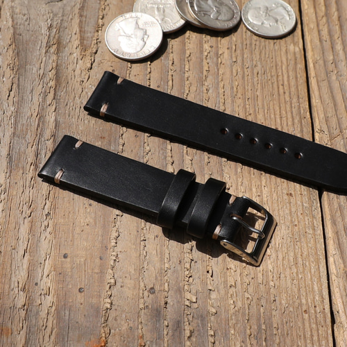 BEAMS + 27mm Mサイズ Horween Chromexce 茶芯 黒 BEAMS + 27mm Mサイズ Horween Chromexce 茶芯 黒