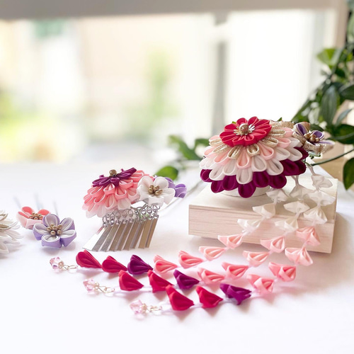 K-amasさま専用 確認用 七五三髪飾りセット 7-24 K-amasさま専用 七五三髪飾りセット 薄紫系×桜色 7-24 ～上質な