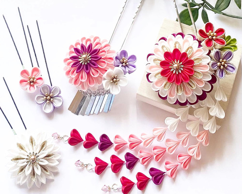 K-amasさま専用 七五三髪飾りセット 薄藤色×桜色 7-24 K-amasさま専用 七五三髪飾りセット 薄紫系×桜色 7-24 - メルカリ