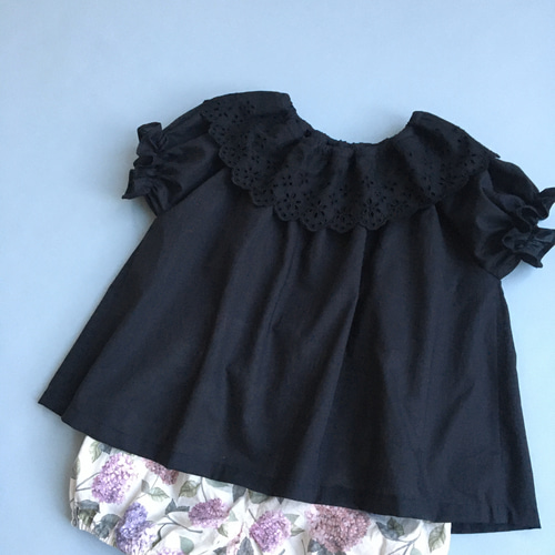 baby 二重襟ブラウス ♢ブラックレース襟ブラウス♢ キッズ80〜120 女の子♪ ベビー
