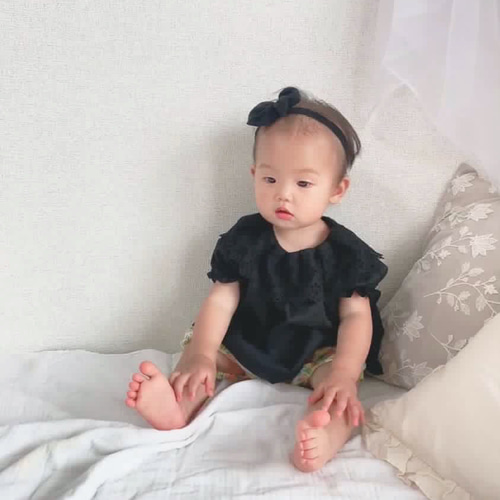 baby 二重襟ブラウス ♢ブラックレース襟ブラウス♢ キッズ80〜120 女の子♪ ベビー