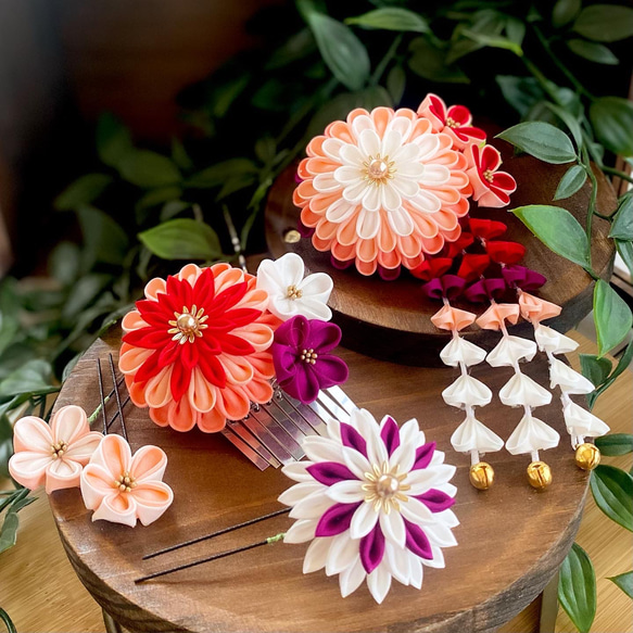 つまみ細工 七五三 髪飾り⑪ 上質な髪飾りで豊かなハレの日を～ 七五三髪飾り7歳様向け 紫系のお