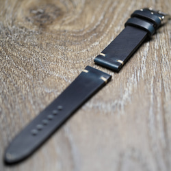 アメリカンレザー　ホーウィン社 クロムエクセル レザー ネイビー 本革　時計ベルト カスタムサイズ対応 4枚目の画像
