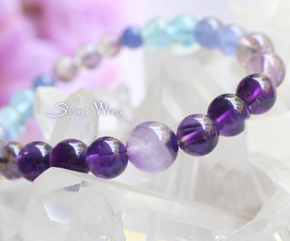 高品質ファントムアメジスト＆タンザナイトブレスレット+:｡蒼の紫陽花.+:｡✿天然石