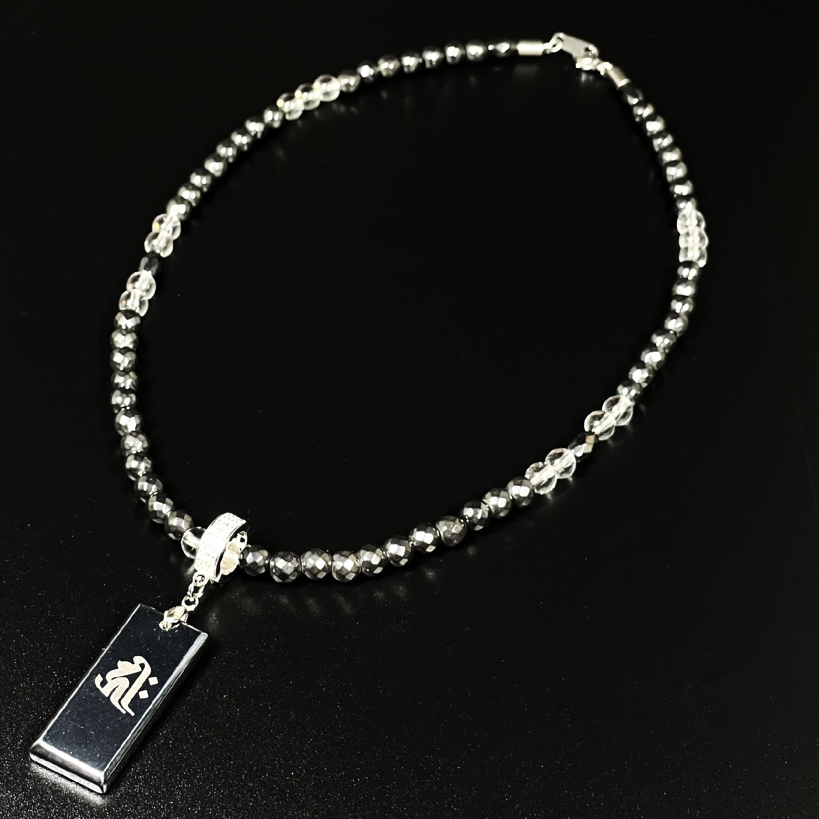 【自然治癒力を引き出す】梵字テラヘルツプレート 水晶クリスタル ヘマタイト 磁気ネックレス 贈り物 ギフト TER2