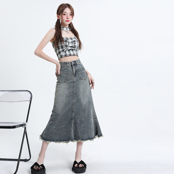 モード デニム マキシ フレア ロング スカート 楽天市場】デニムスカート ロング スカート フレアスカート