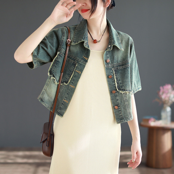 ウォッシュ ショート デニムジャケット r-3267 9cadc45db40a362b0220a60acd5f54