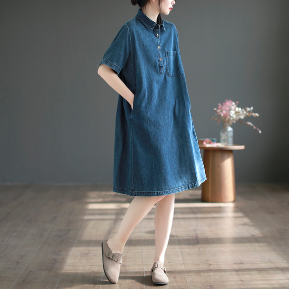 [Rinajour] denim tunic one-piece