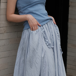 オリジナルデザイン　フリルロングスカート　バルーンスカート　裏地付き 5枚目の画像