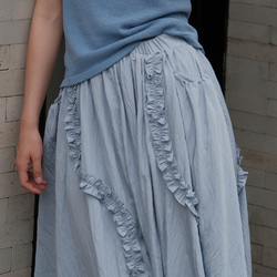 オリジナルデザイン　フリルロングスカート　バルーンスカート　裏地付き 2枚目の画像